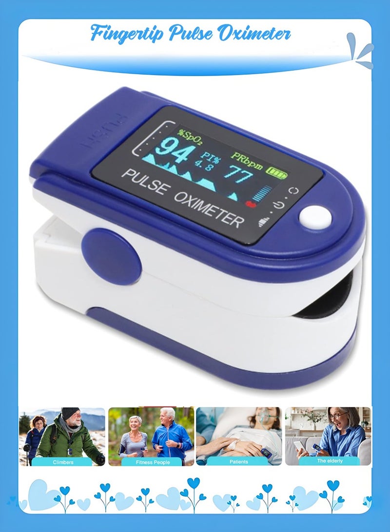 Digital Fingertip Pulse Oximeter Blood Oxygen Sensor Saturation Mini SpO2 Monitor Pulse Rate Measurement Meter for Home Sports Travel Blue - Image 1
