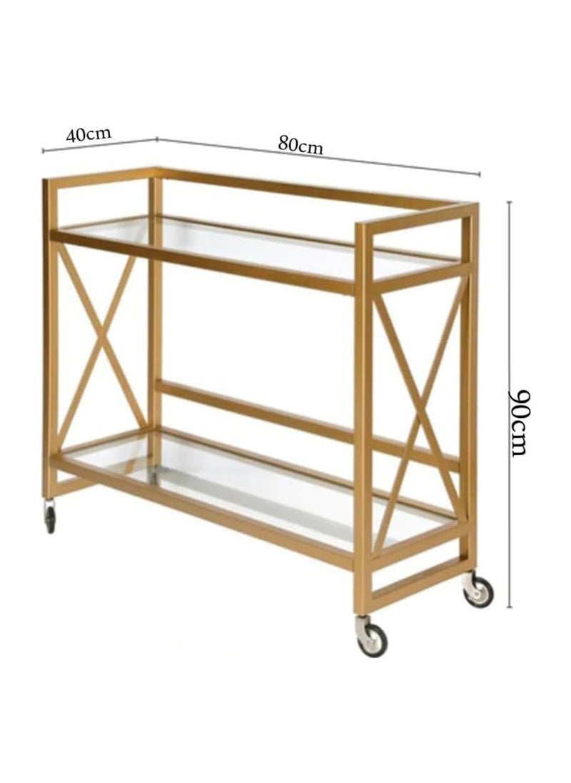 LINGWEI - Premium 2 Tier Metal Serving Trolley Cart Stylish and Versatile for Home Kitchen Dining Restaurant & Hospital Use - Image 1