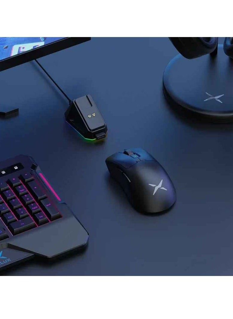 DELUX - M900PRO Wireless Gaming Mouse, Ergonomic Design Comfortable Grip Wireless Mouse With Programmable Buttons, 8k Polling Rate Computer Mouse With RGB Charging Dock, (1pc, Black) - Image 1