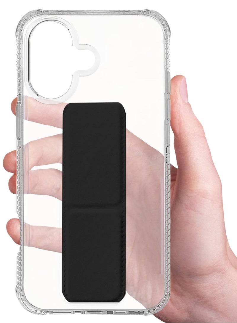 CATANES Finger Grip Clear Case Cover for iPhone 17- Kickstand Car Magnetic Holder Multi-function Protective Two-in-one Case - Black - Image 4