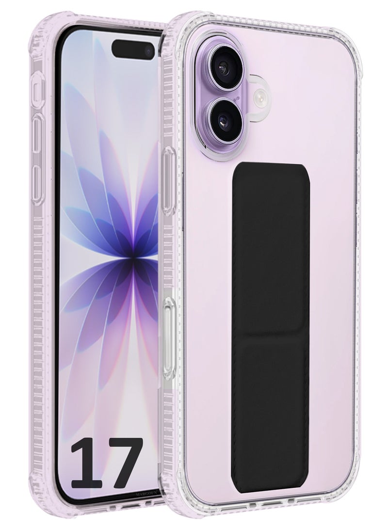 CATANES Finger Grip Clear Case Cover for iPhone 17- Kickstand Car Magnetic Holder Multi-function Protective Two-in-one Case - Black - Image 1