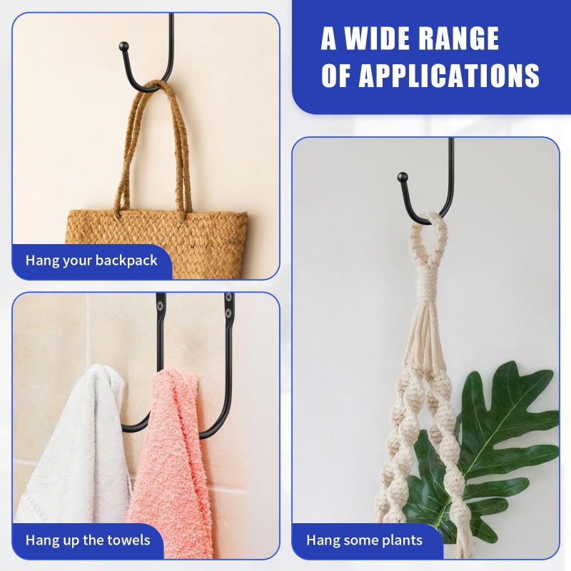 Gaahkai 12PCS Curtain Tie Back Hooks, Metal Curtain Holdbacks Side Tiebacks Wall Mounted with Screws, Black - Image 5