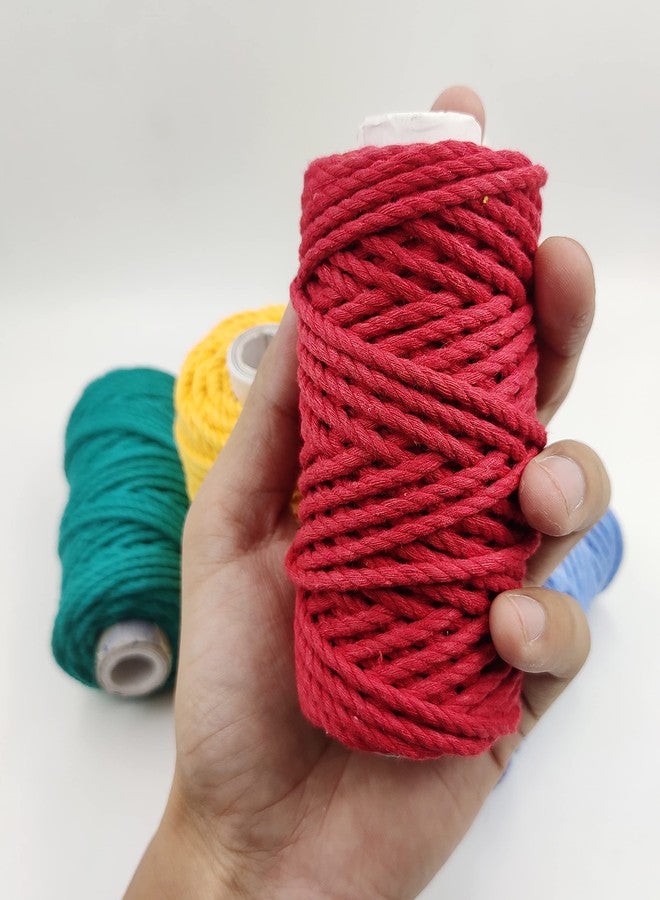 Bobbiny 3Ply Twisted Macrame Cotton Cord Dori (Each Color 4mm 10 Meter) Thread for Macrame DIY and Other Projects_Green,Sea Green,M Yellow,Red,Sky,Off White. - Image 4