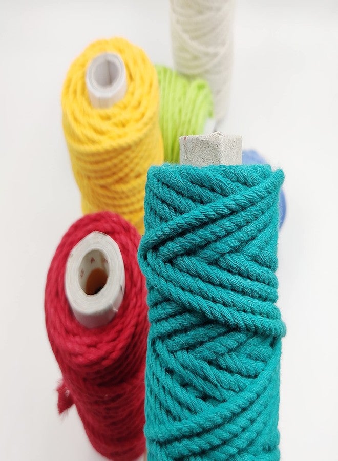 Bobbiny 3Ply Twisted Macrame Cotton Cord Dori (Each Color 4mm 10 Meter) Thread for Macrame DIY and Other Projects_Green,Sea Green,M Yellow,Red,Sky,Off White. - Image 5