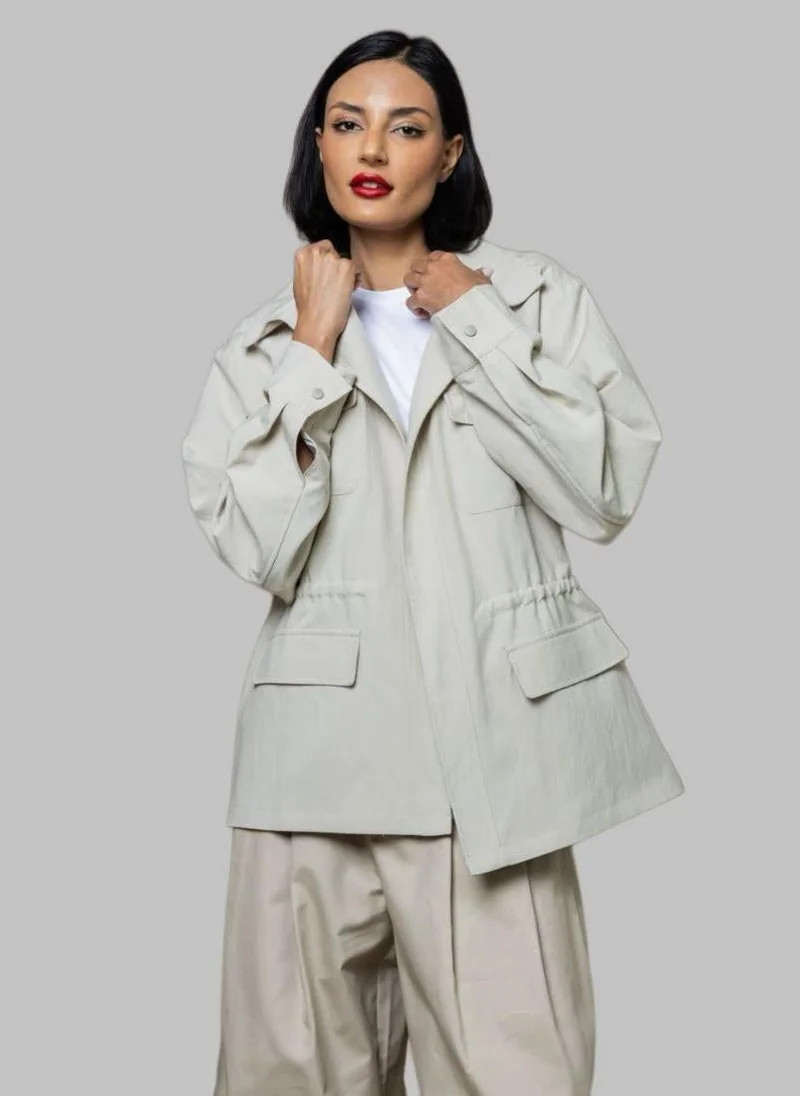 Bond Stone Lightweight Utility Jacket with Drawstring Waist & Pockets