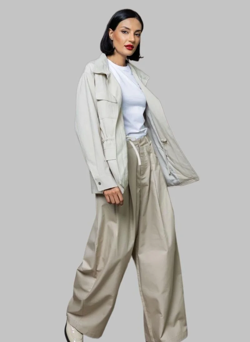 Bond Stone Lightweight Utility Jacket with Drawstring Waist & Pockets
