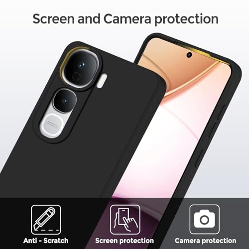 SBMS Silicone Back Cover Case for Vivo Y400 Pro 5G | Soft Micro-Fibre Lining Inside | Camera Protection Bump | Shockproof Back Cover Case for Vivo Y400 Pro 5G (Black) - Image 2