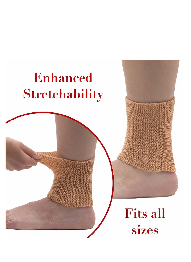Generic - Ankle Gel Sleeves - Padded Skate Socks Ankle Protection Figure Skating, Hockey, Roller, Inline, Riding, Ski or Equestrian Tall Boots Tan, 2 Ankle Gel Sleeves - Image 1