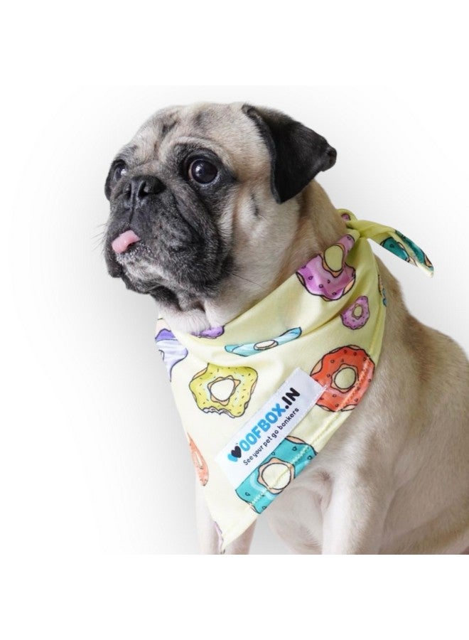 W Brings Yummy Donuts Dog Bandana/Dog Scarf | This Stunning Gorgeous Design Dog Bandana Scarf Is Perfect Styling Accessory For Dogs Large, Medium & Small. One Size Fits All. - Image 2