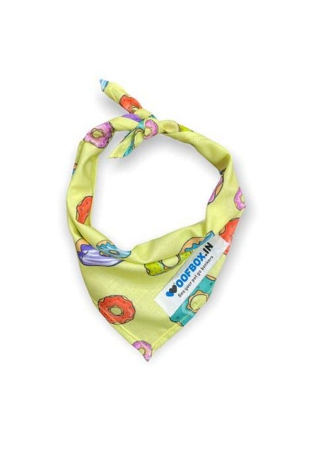 W Brings Yummy Donuts Dog Bandana/Dog Scarf | This Stunning Gorgeous Design Dog Bandana Scarf Is Perfect Styling Accessory For Dogs Large, Medium & Small. One Size Fits All. - Image 1