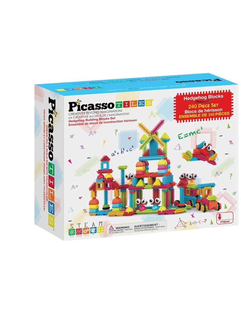 PicassoTiles مجموعة بيكاسو تايلز كتل مغناطيسية على شكل قنفذ 240 قطعة | بلاطات مغناطيسية | ألعاب STEM | مجموعة ألعاب تعليمية | كتل تكديس | تعزز مهارات حل المشكلات والمهارات الحركية الدقيقة | تحسن التنسيق والإبداع | هدية للأطفال والرضع | مجموعة بناء لتطوير عقل الطفل - Image 1