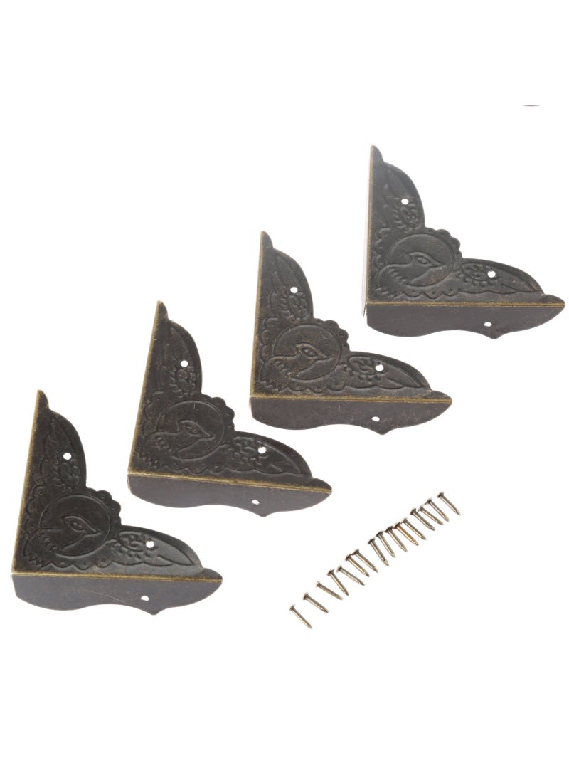 Dophee dophee 4 Pack Vintage Corner Protectors 205x205x059 Antique Bronze Decorative Edge Corner Protectors ThreeSided Metal Edge Cover with Mounting Nails for Table Jewelry Wooden Box 
