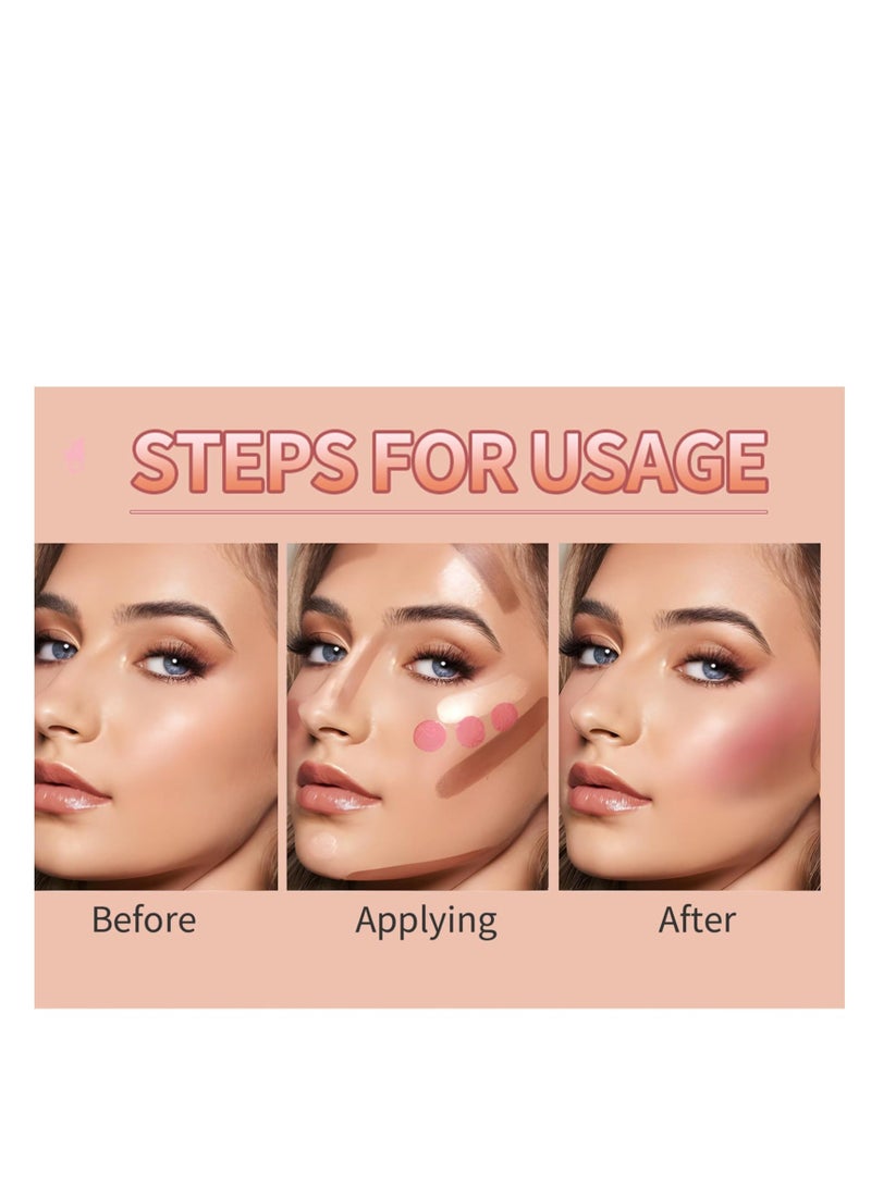 3 Colors Cream Contour Sticks Kit Contour Highlighter Blush Makeup Set Blusher Bronzer Highlighting Sticks for Cheek Long Lasting Smooth Natural Face Contouring Illuminator - Image 5