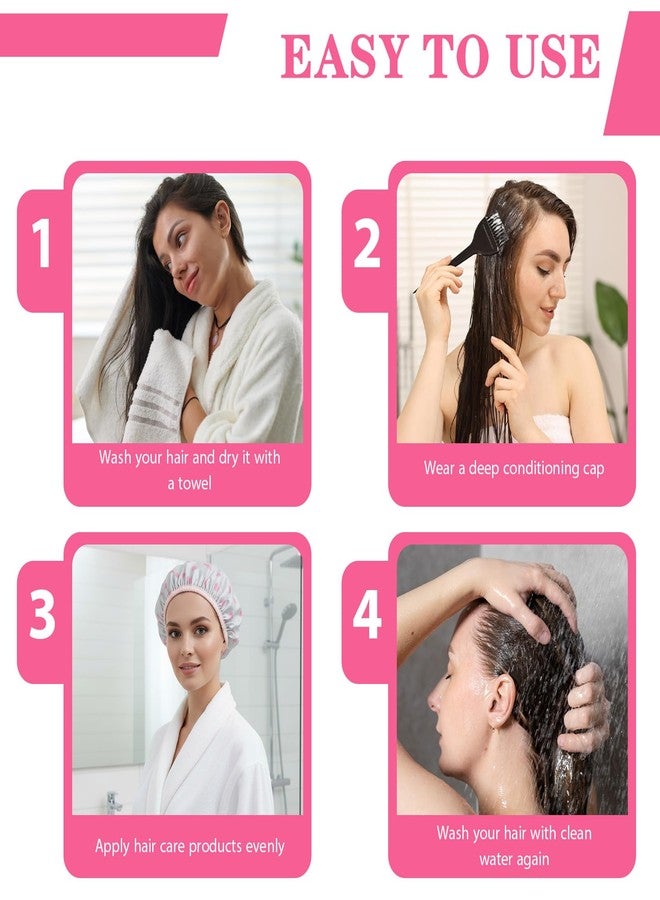 Quilax 2Pcs Pink Deep Conditioning Hot Oil Hair Treatment Caps, Double Layer, Waterproof Deep Conditioning Hair Cap, Reusable Shower & Steam Caps - Image 4