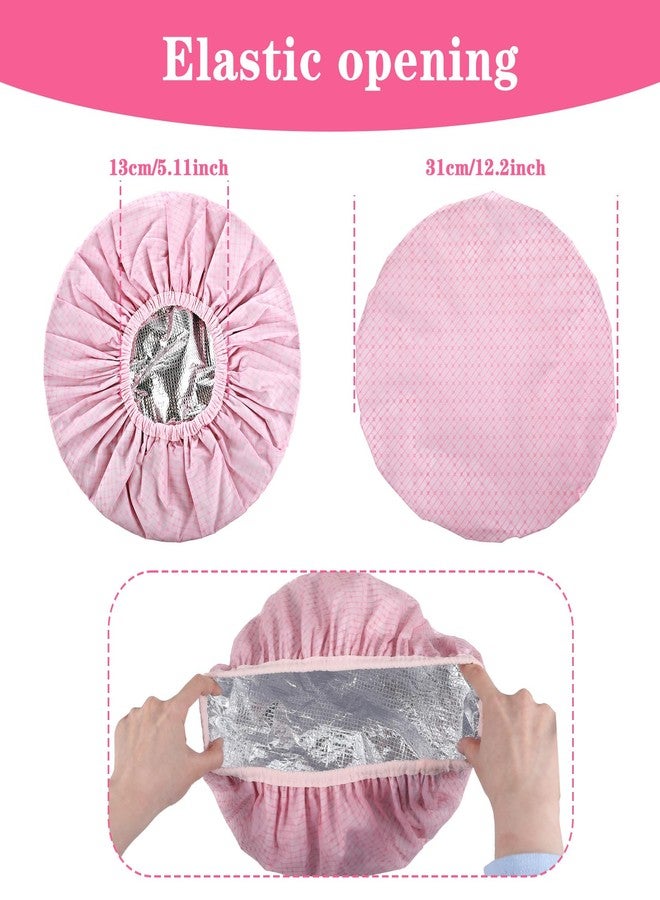 Quilax 2Pcs Pink Deep Conditioning Hot Oil Hair Treatment Caps, Double Layer, Waterproof Deep Conditioning Hair Cap, Reusable Shower & Steam Caps - Image 3