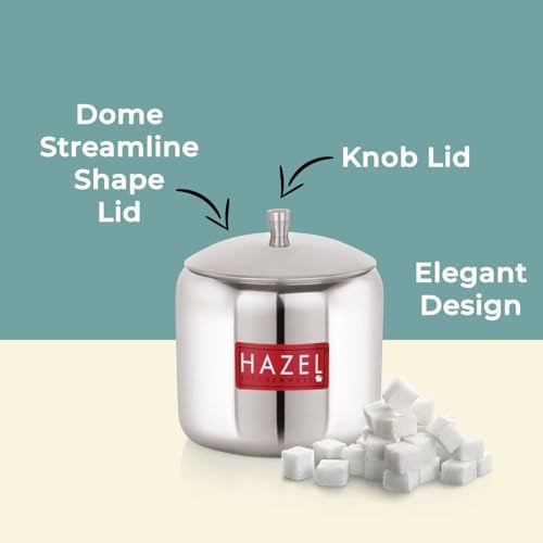 HAZEL Stainless Steel Sugar Pot with Lid, 300ML Tea,Coffee & Sugar Jar, Compact Kitchen Storage Container for Countertop, Easy-to-Clean Jar - Image 4
