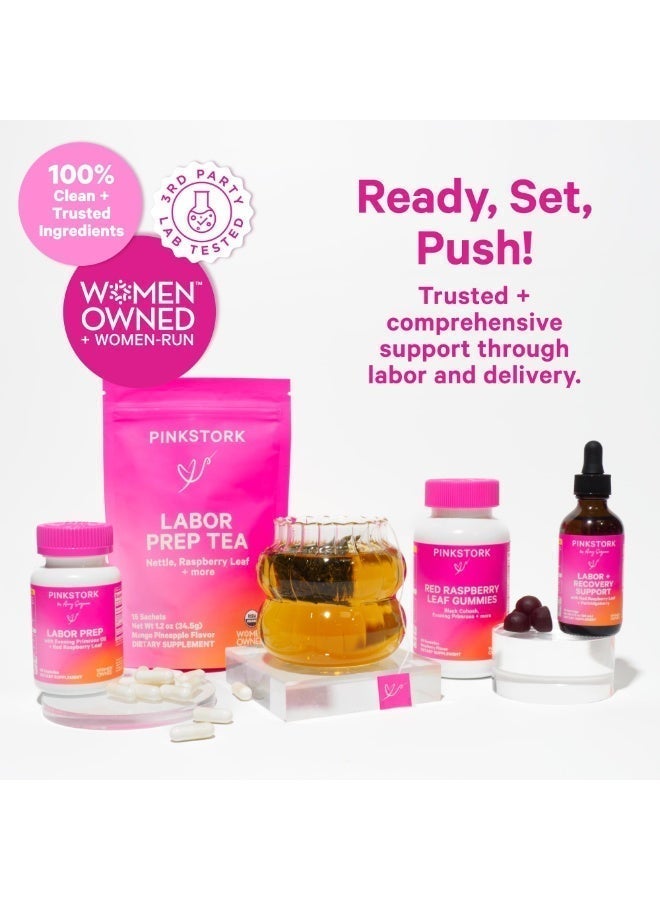 Pink Stork شاي تحضير المخاض مع ورق التوت الأحمر + القراص، 15 كيس، نكهة زهرية، للشاي الساخن أو المثلج، مكمل غذائي - Image 5