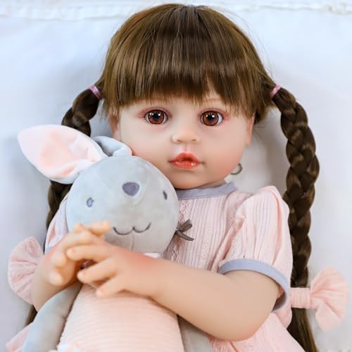 SCOM Lifelike Reborn Doll Full Silicone Body 18 Inch Realistic Dolls Girl with Long Hair Handmade With Cloths and Accessories For Christmas Birthdays Idea Gift for Mothers Girls and Collectors - Image 5