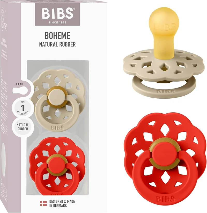 BIBS BIBS Boheme Pacifier 2-Pack - Vanilla & Candy Apple