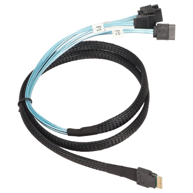 كابل SAS بطولات 1 متر: نقل أسرع، اتصال مرن، أطراق مقاومة للتآكل - كابل SFF-8654-4 إلى SATA 7 دبوس لأنظمة الكمبيوتر المحدثة بالأقراص المجمعة - Image 2