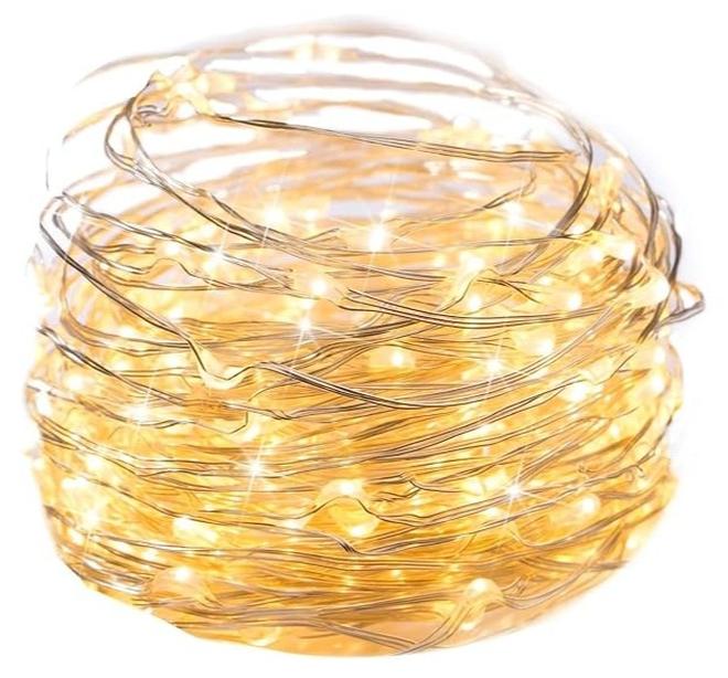 Fairy Lights Plug in, 33Ft 100 LEDs Waterproof Silver Wire Firefly Lights, Adaptor Included, Starry String Lights for Wedding Indoor Outdoor Christmas Patio Garden Decoration - Image 1