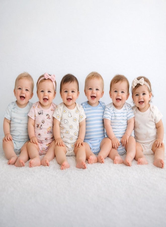 ZIKKU Baby Cotton Onesies Pack of 6 | Soft Cotton Baby Rompers for Boys & Girls | Printed Newborn Baby Bodysuit Set | Comfortable (9-12 Months) - Image 3