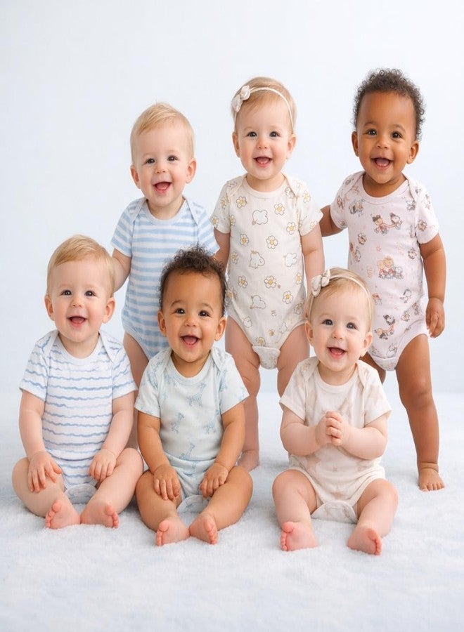 ZIKKU Baby Cotton Onesies Pack of 6 | Soft Cotton Baby Rompers for Boys & Girls | Printed Newborn Baby Bodysuit Set | Comfortable (9-12 Months) - Image 2