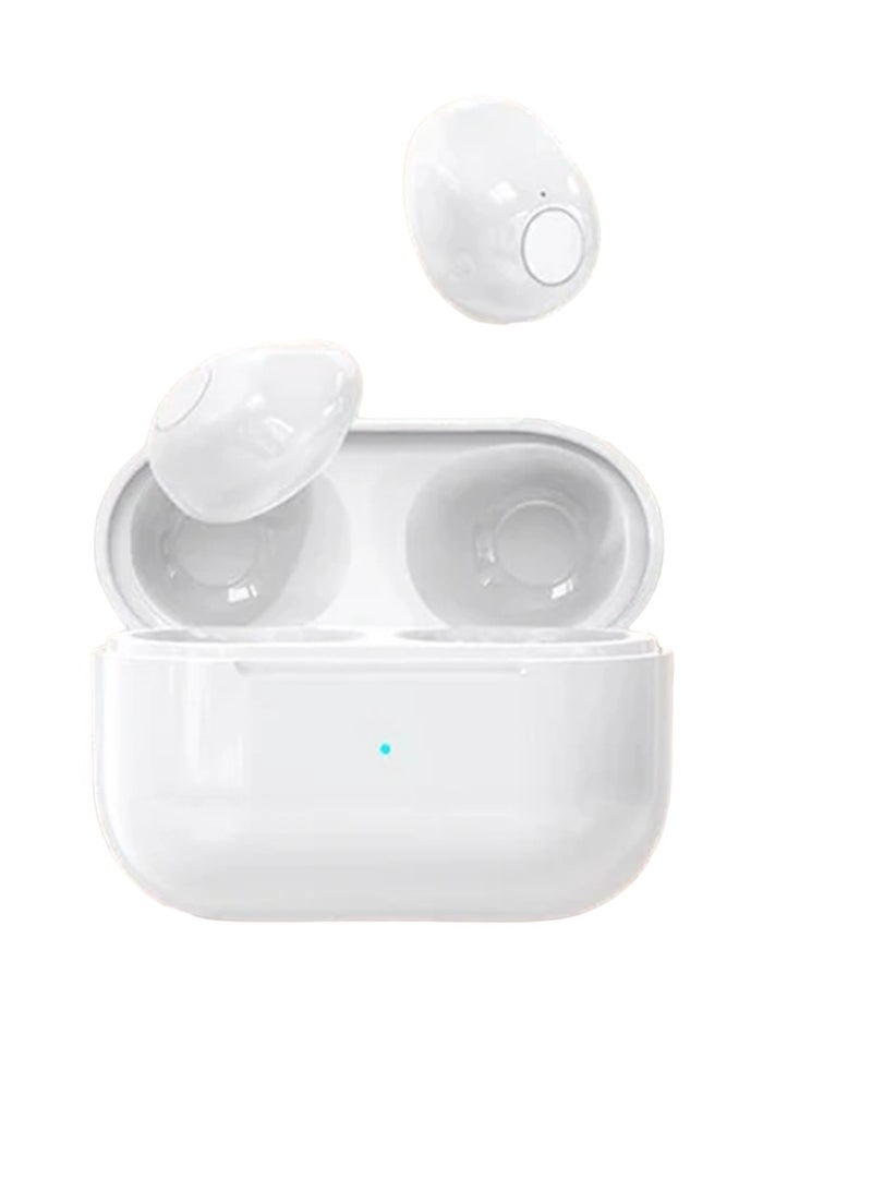 ارواق سماعات أذن غير مرئية، سماعات رأس بلوتوث لاسلكية صغيرة، سماعات أذن خفيفة الوزن لتقليل الضوضاء داخل الأذن مع ميكروفون، سماعة رأس رياضية مريحة للجري والمشي في صالة الألعاب الرياضية، (قطعة واحدة، أبيض) - Image 1