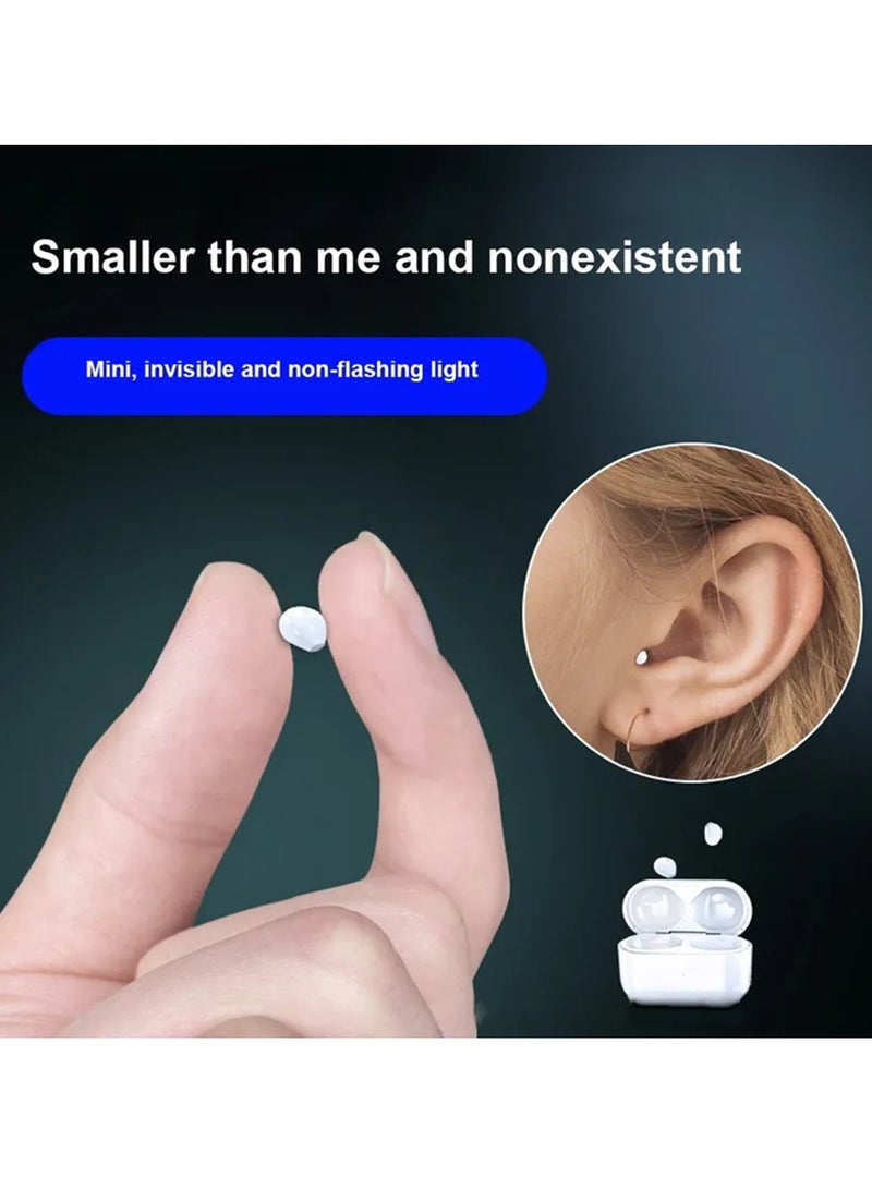 ارواق سماعات أذن غير مرئية، سماعات رأس بلوتوث لاسلكية صغيرة، سماعات أذن خفيفة الوزن لتقليل الضوضاء داخل الأذن مع ميكروفون، سماعة رأس رياضية مريحة للجري والمشي في صالة الألعاب الرياضية، (قطعة واحدة، أبيض) - Image 3
