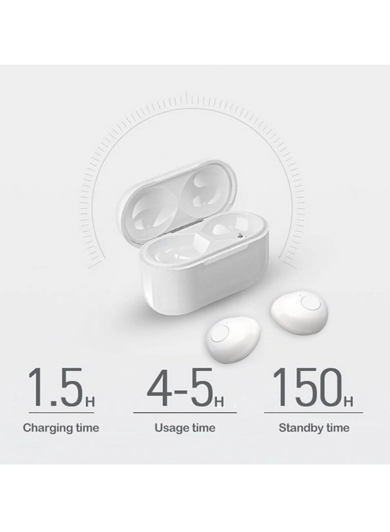 ارواق سماعات أذن غير مرئية، سماعات رأس بلوتوث لاسلكية صغيرة، سماعات أذن خفيفة الوزن لتقليل الضوضاء داخل الأذن مع ميكروفون، سماعة رأس رياضية مريحة للجري والمشي في صالة الألعاب الرياضية، (قطعة واحدة، أبيض) - Image 5