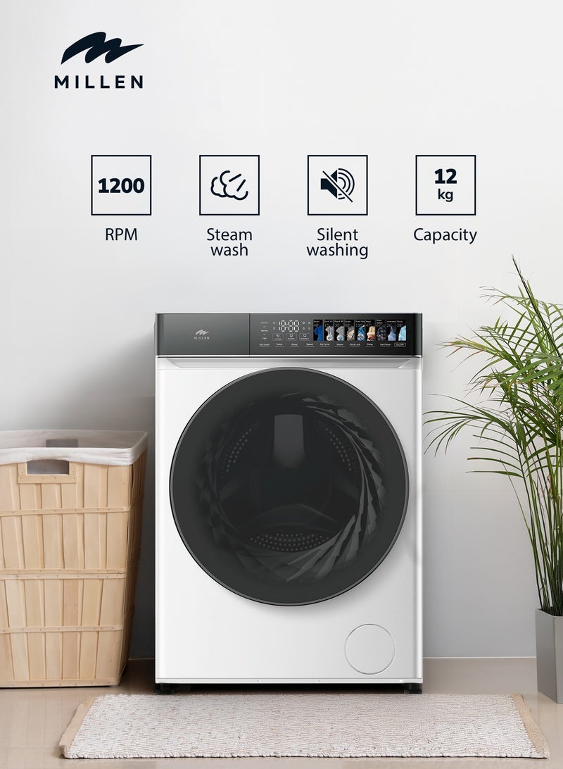 MILLEN 12kg Front Load Washing Machine – 3Y Warranty, Inverter Motor, Large Capacity, Smart & Powerful, 12 kg МWM12012WIDD White - Image 2