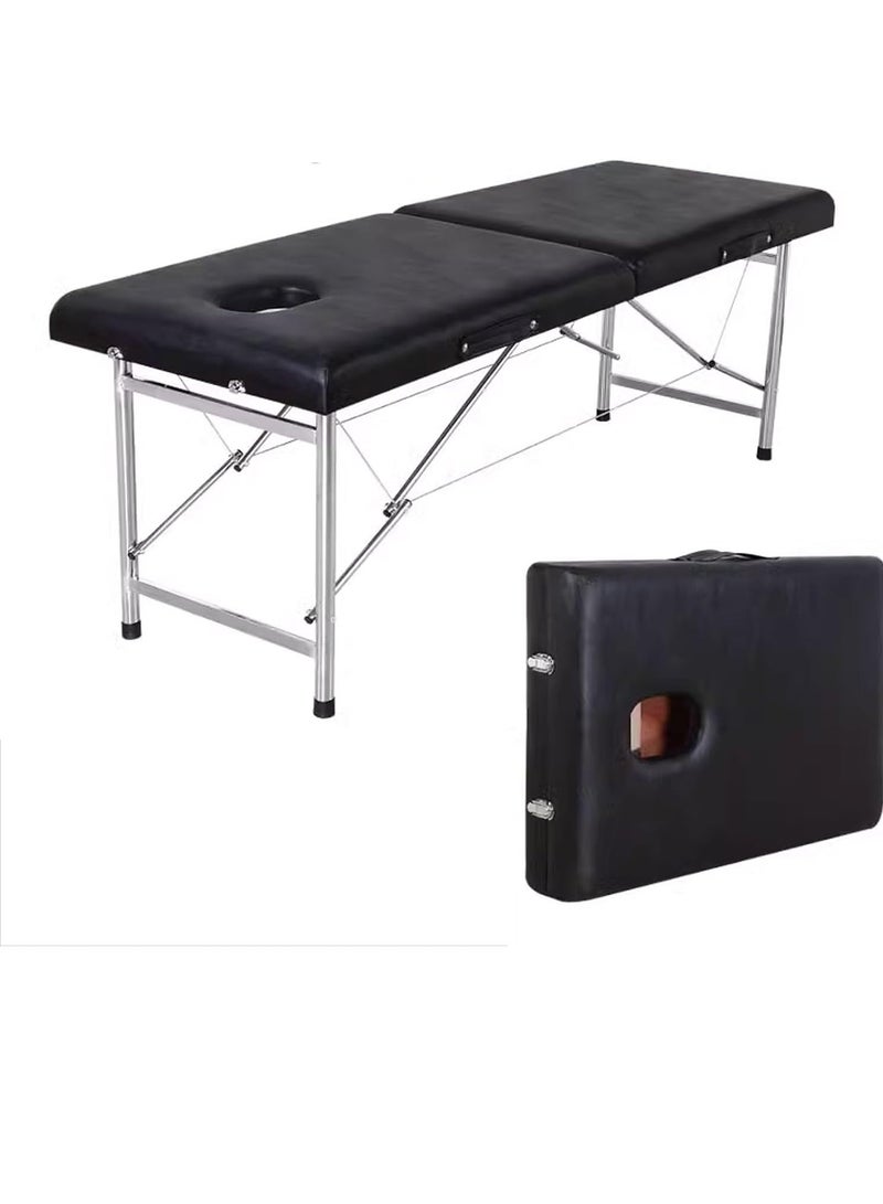 طاولة العلاج الطبيعي للمنزل، 26 رطلاً، خفيفة الوزن، قابلة للطي، مكونة من قسمين، سرير وشم للعناية بالرموش - Image 1