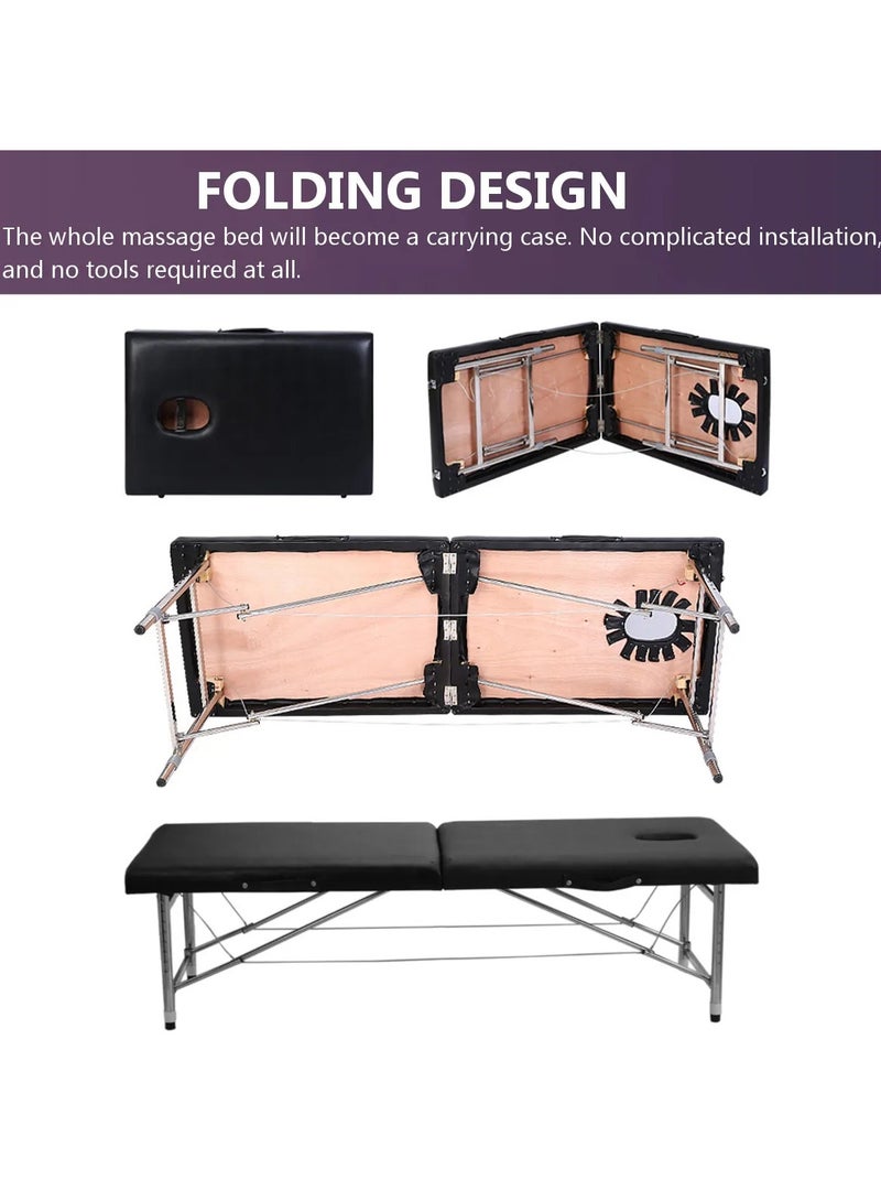 طاولة العلاج الطبيعي للمنزل، 26 رطلاً، خفيفة الوزن، قابلة للطي، مكونة من قسمين، سرير وشم للعناية بالرموش - Image 4