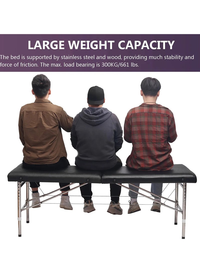 طاولة العلاج الطبيعي للمنزل، 26 رطلاً، خفيفة الوزن، قابلة للطي، مكونة من قسمين، سرير وشم للعناية بالرموش - Image 3