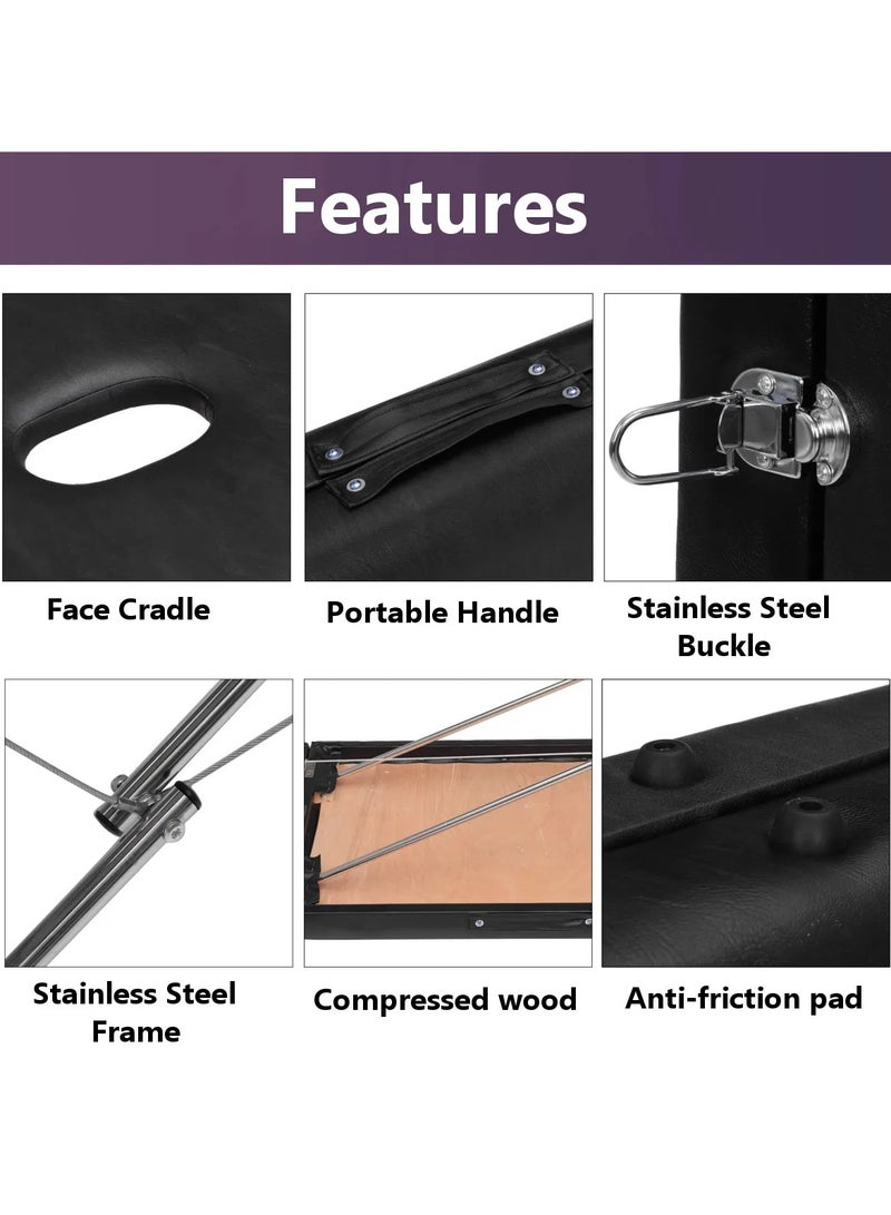 طاولة العلاج الطبيعي للمنزل، 26 رطلاً، خفيفة الوزن، قابلة للطي، مكونة من قسمين، سرير وشم للعناية بالرموش - Image 5