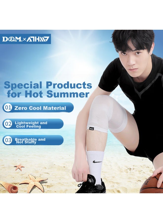 DM D&m Sports Knee Brace, Running Equipment, Basketball Protective Gear, Patellar Strap, Meniscus Support, Injury Prevention, White, Single Piece - Image 1