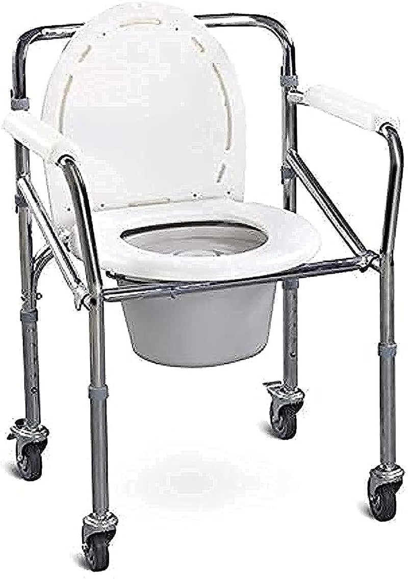 foshan Movable Commode Wheelchair, Medical Bathroom Wheel Chair, With Wheels، Foldable. By - Image 1