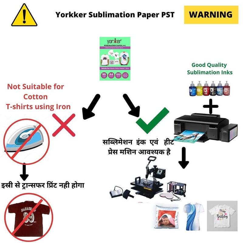 Yorkker Sublimation Paper PST Special for Polyster Clothes and T-shirts A4 X 100 sheets X 1 packet |Special for Heat Transfer Printing| Use With Sublimation Ink Only - Image 4