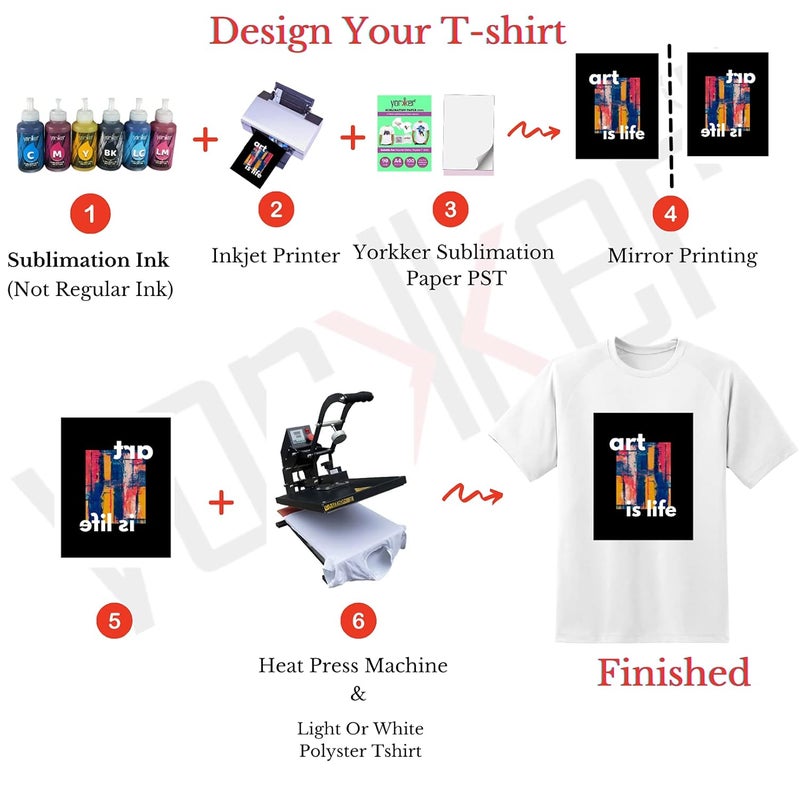 Yorkker Sublimation Paper PST Special for Polyster Clothes and T-shirts A4 X 100 sheets X 1 packet |Special for Heat Transfer Printing| Use With Sublimation Ink Only - Image 3