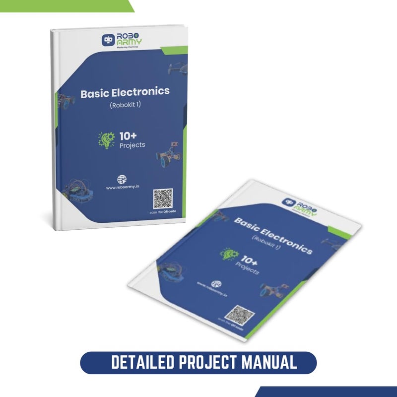 Electronics & Robotics Learning Kit for Class 4-5 | 10+ DIY STEM Projects: Hand Sanitizer, Line Follower & More| Video Tutorials | for Age 10+ | Robokit 1A