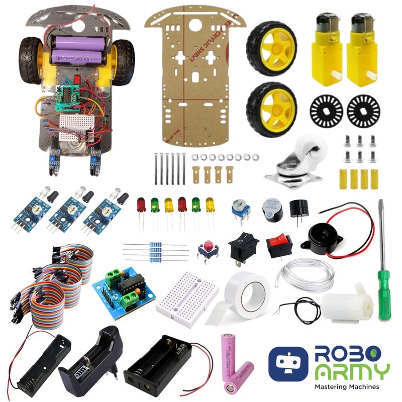 Roboarmy Electronics & Robotics Learning Kit for Class 4-5 | 10+ DIY STEM Projects: Hand Sanitizer, Line Follower & More| Video Tutorials | for Age 10+ | Robokit 1A - Image 2