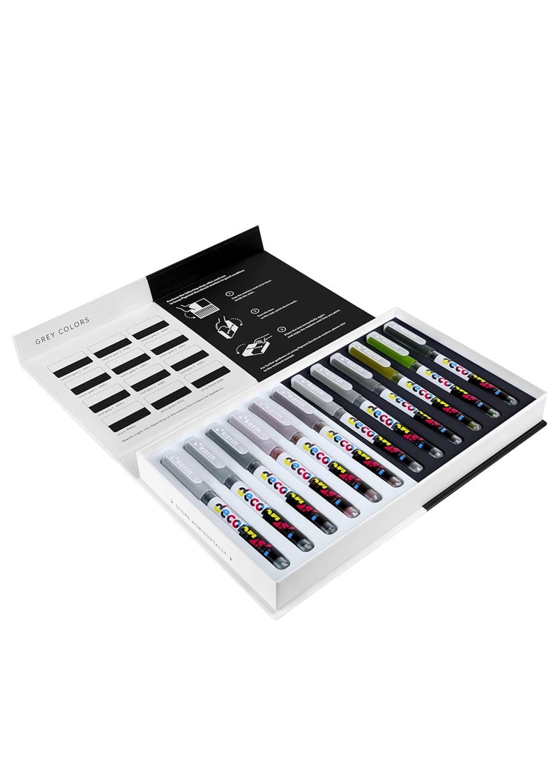 Karin Deco brush Pigment Gray Colors Collection 12 colors - Image 2