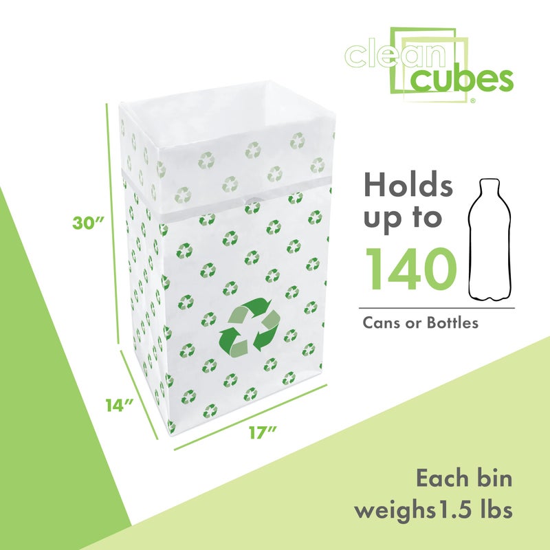 Clean Cubes 30 Gallon Disposable Pop-Up Trash Cans (3-Pack) with Fitted Bags â€“ Foldable Garbage & Recycling Bins for Parties, Events & Kitchen (Recycle, 30" H x 14" W x 17" D) - Image 3