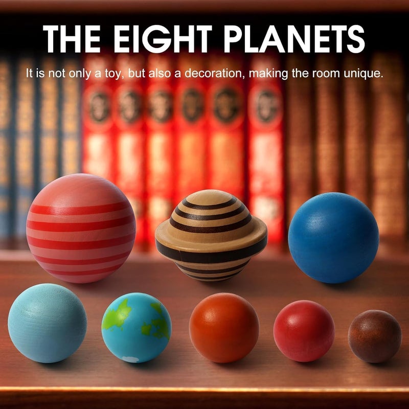Soofam Trendy widespread design Wooden Solar System Model Board, Montessori Toys Planets Puzzle Science STEM Space Learning for Kids 3-8 with 3D Planets Models,Space Knowledge Flash Cards Learning Toys for Boys Girls Global simple assemble options - Image 5