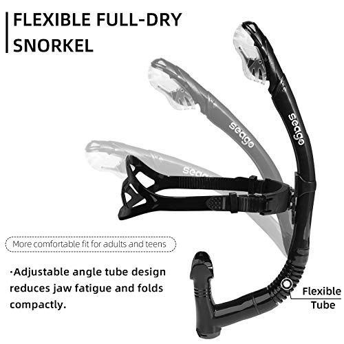 Seago Swim Snorkel for Lap Swimming, Dry Top Front Swimmer Gear for Adult Youth, Training Equipment in Pool and Open Water with Comfy Easy to Adjust Head Pads Food-Grade Silicone Mouthpiece - Image 5