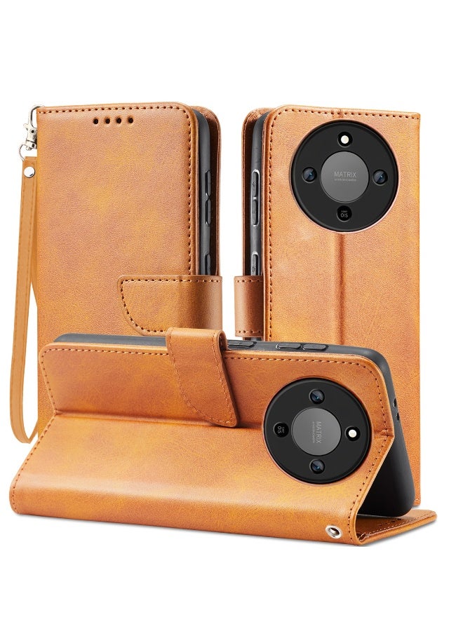 ICARLUS For Honor X9d 5G Case PU Leather Calf Texture Phone Cover - Orange - Image 1