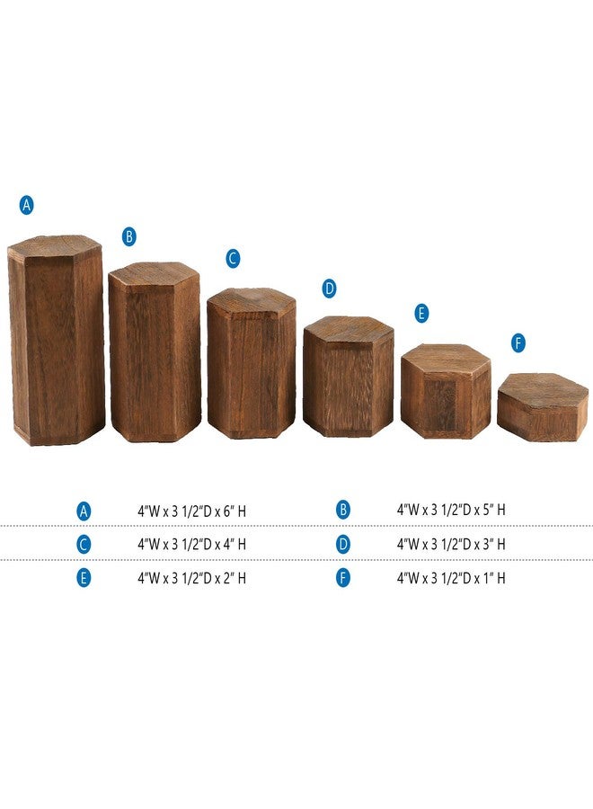 MOOCA Wooden 6 Pcs Hexagon Risers for Display Jewelry and Accessories Display Stand, Brown - Image 4