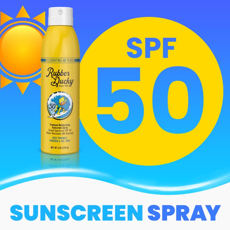 Rubber Ducky - Moisturizing Sunscreen Spray SPF 50, Easy To Apply, No White Residue, Reef Safe, Sun Protection, Water Resistant, Vegan, Broad Spectrum Sunscreen for Face and Body - Beach Scent (6 Oz) - Image 3