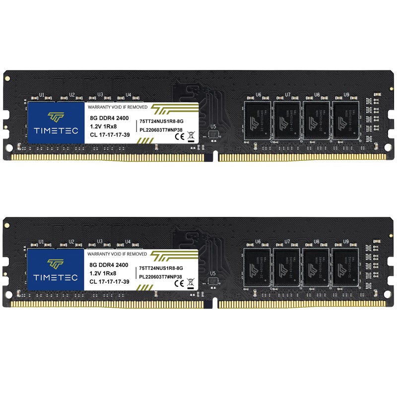 Timetec 16GB KIT(2x8GB) DDR4 2400MHz PC4-19200 Non-ECC Unbuffered 1.2V CL17 1Rx8 Single Rank 288 Pin UDIMM Desktop PC Computer Memory RAM Module Upgrade (16GB KIT(2x8GB)) - Image 1
