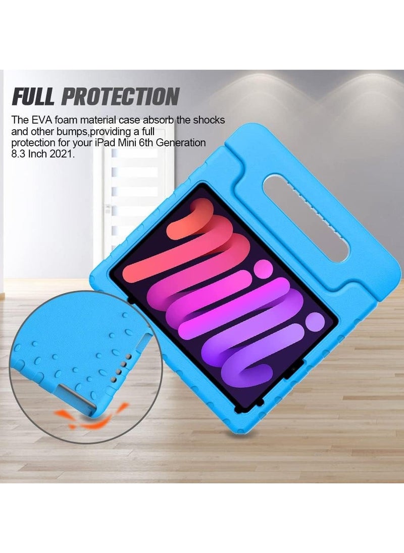 Kids Case for New iPad Mini 6th Generation 8.3 Inch 2021, iPad Mini 6 Case, Shockproof Convertible Handle Stand Protective Kids Case for iPad Mini 6 8.3" 2021 (Blue)